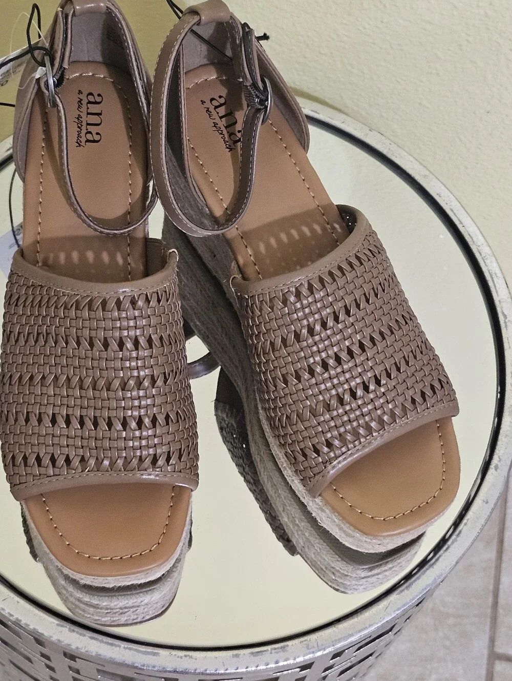 a.n.a Taupe Woven Espadrille Platform Sandals